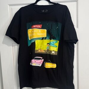 Black Graphic Tee with Retro Design